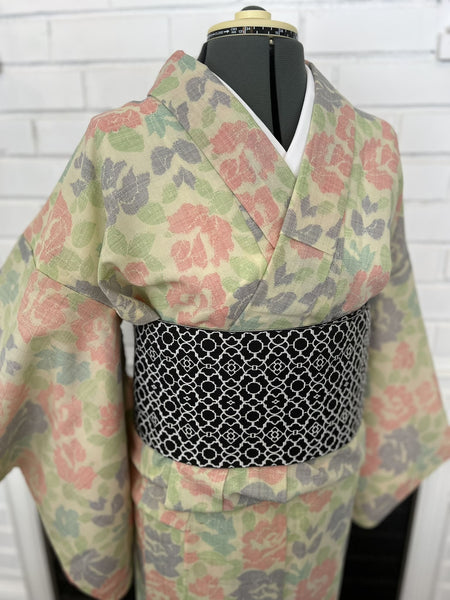 YUKATA, Peony, Green, Size: Free / Japanese Traditional Women's Yukata