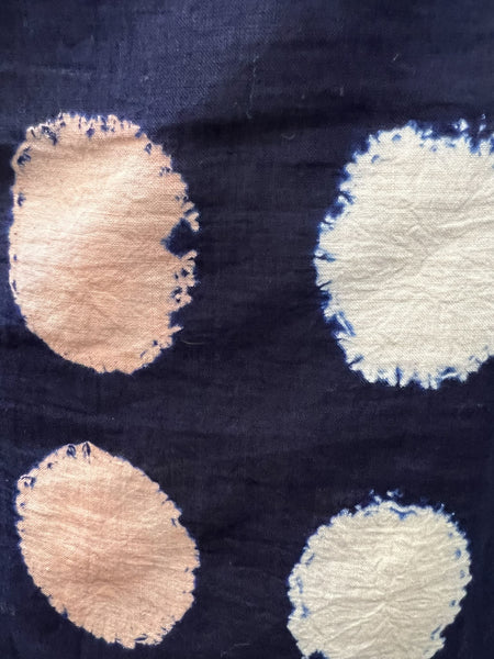 Japanese Vintage YUKATA, Size S, Navy Blue with Pastel Polka Dot Shibori / Traditional Women's Yukata
