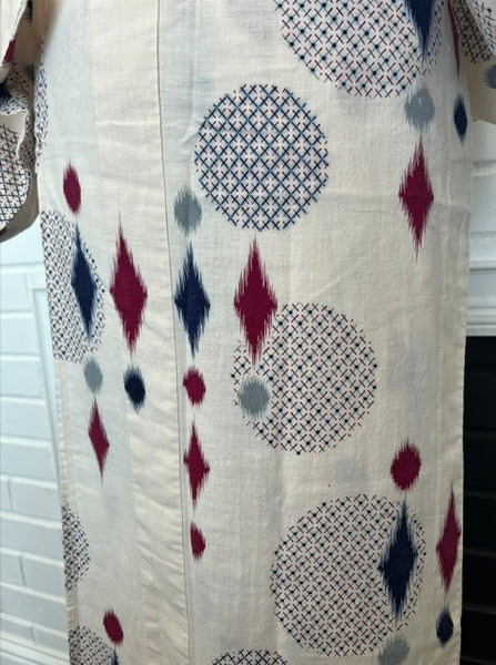 Japanese Vintage Yukata – Ikat Polka Dot Print, Petite/Girls' Cotton Kimono