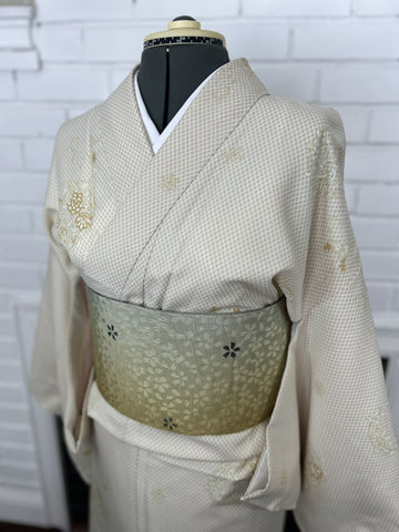 WASHABLE KIMONO, Lotus Flower, Size: M / Japanese Traditional Women's Kimono