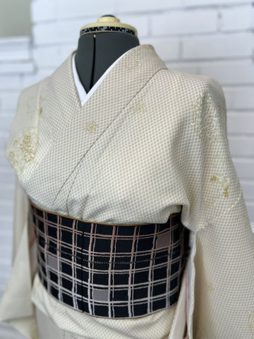 WASHABLE KIMONO set 2 pc / Authentic Japanese "Washable Komon Kimono and Hanhaba Obi"