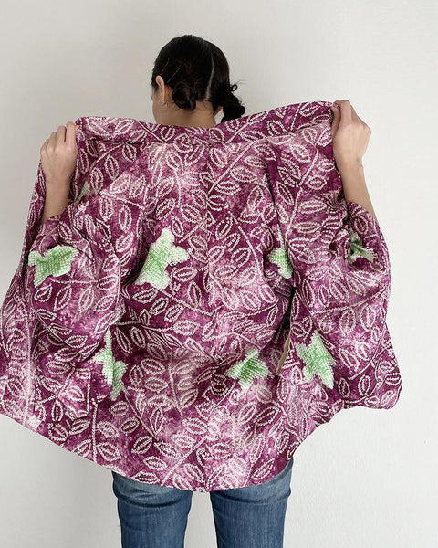 Autumn Leaves Shibori Haori Kimono Jacket