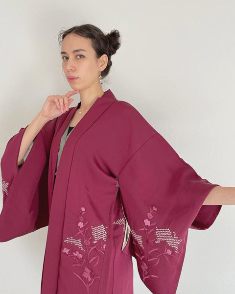 Wild Iris Embroidered Haori Kimono Jacket