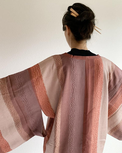 Shades of Pink Striped Michiyuki Kimono Jacket