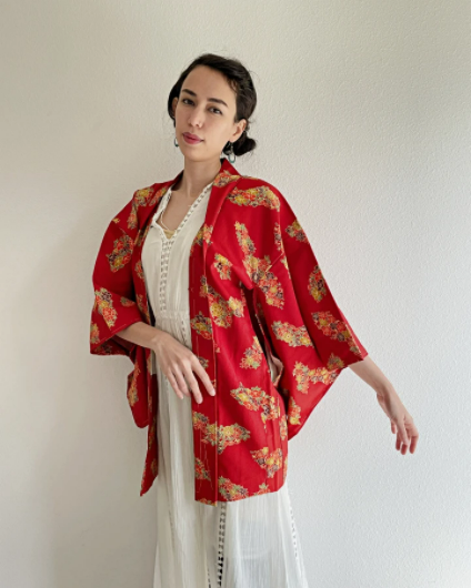 Japanese Showa Flower Festival Haori Kimono Jacket