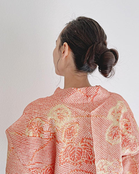 Red Ivy Traditional Japanese Shibori Haori Kimono Jacket